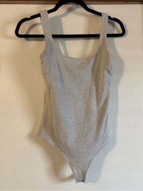 Size S Abercrombie Gray Scoop Neck Thong Bodysuit